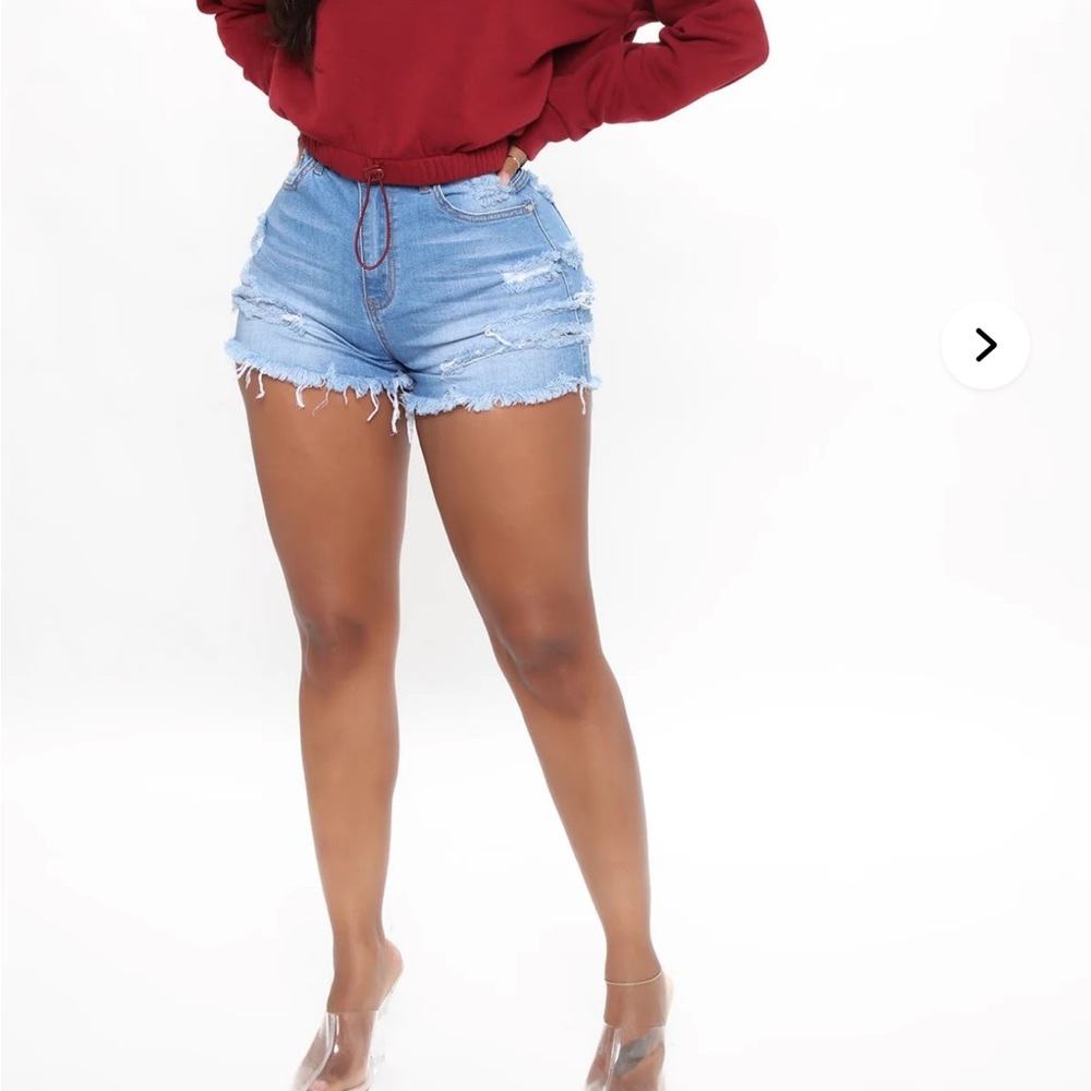 Fashion Nova Light Blue Ripped Jean Shorts
